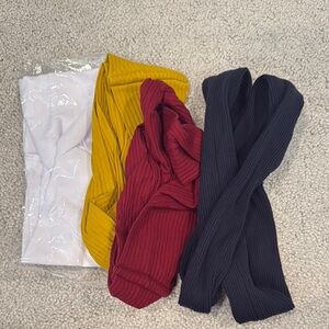 Colorful Ribbed Headbands - Set of 4